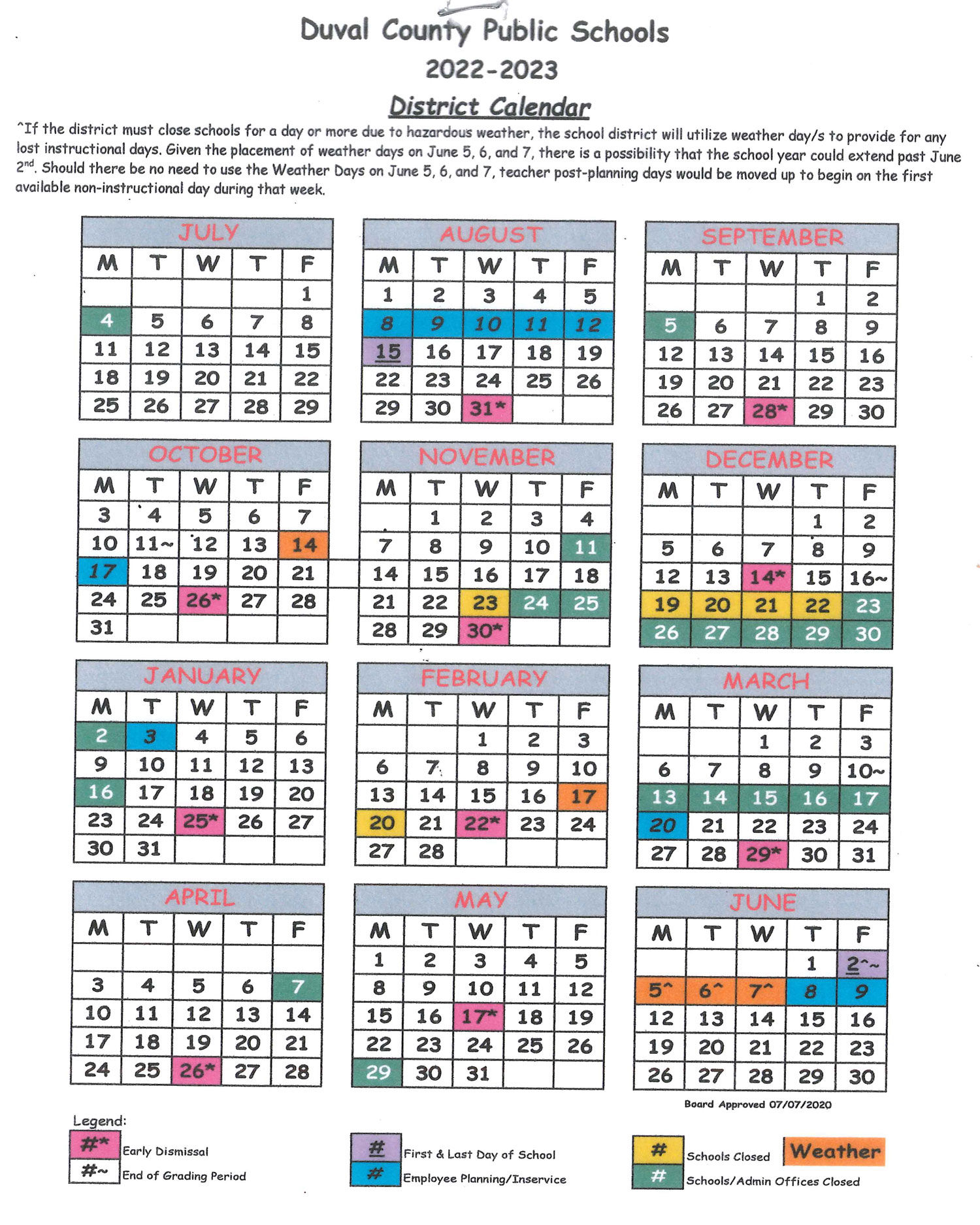 Duval Calendar